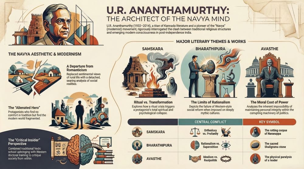 U.R. Ananthamurthy Biography PDF and PPT Slides Download