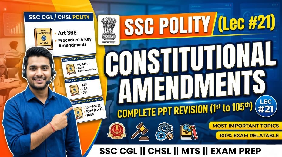 SSC Polity Constitutional Amendment PPT Slides (LEC #22)