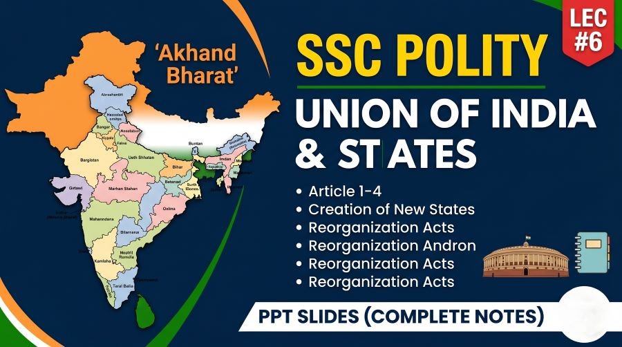 SSC Polity Union of India and States PPT Slides (LEC #6)